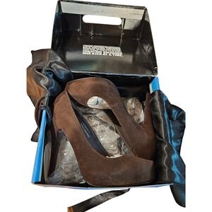 Shiekh Laura-01 Brown Suede Platform Pumps Stiletto High Heels Womens Size 7M